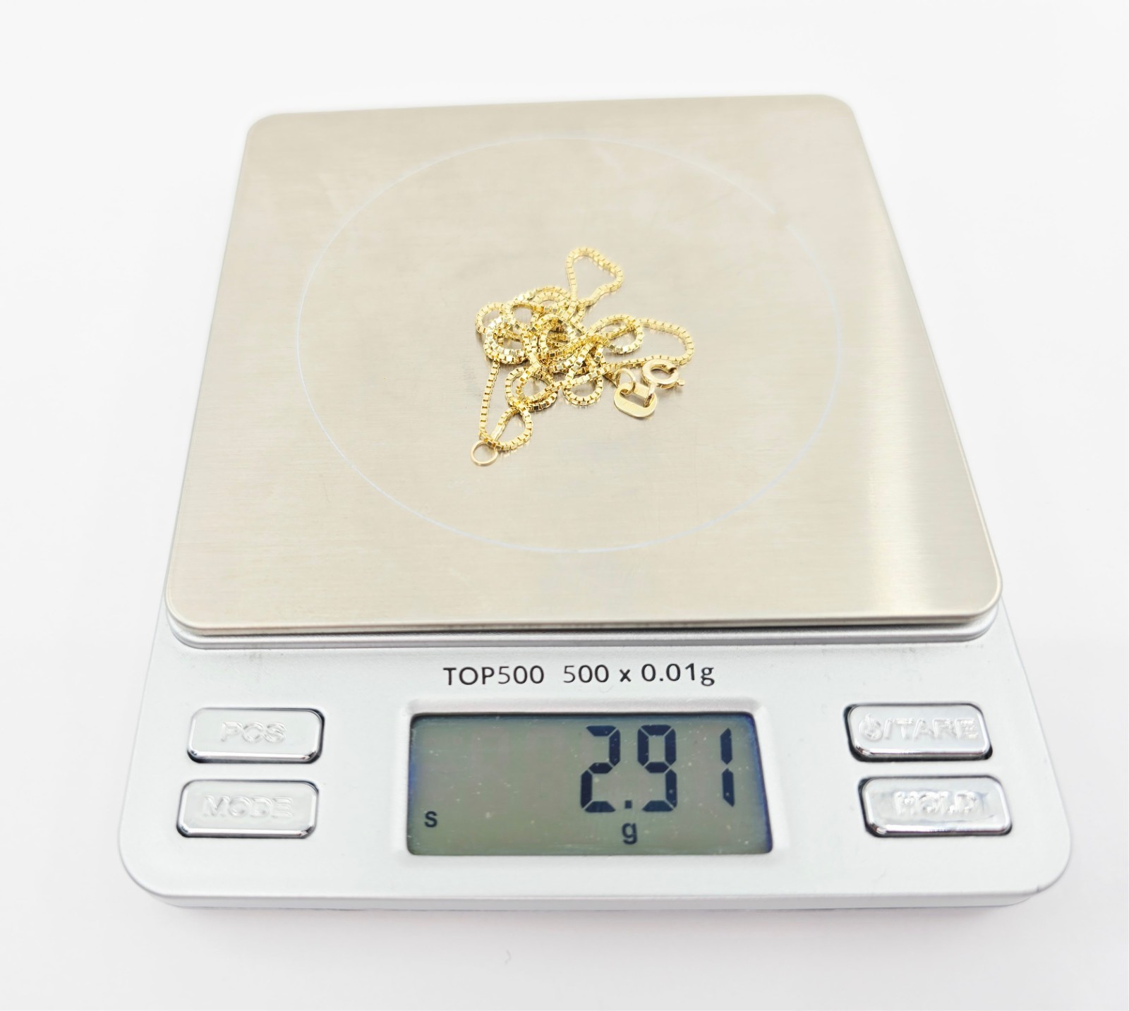 Unique 14K Karat Solid Yellow Gold Designer Box Link Chain Necklace – 17.50″ L