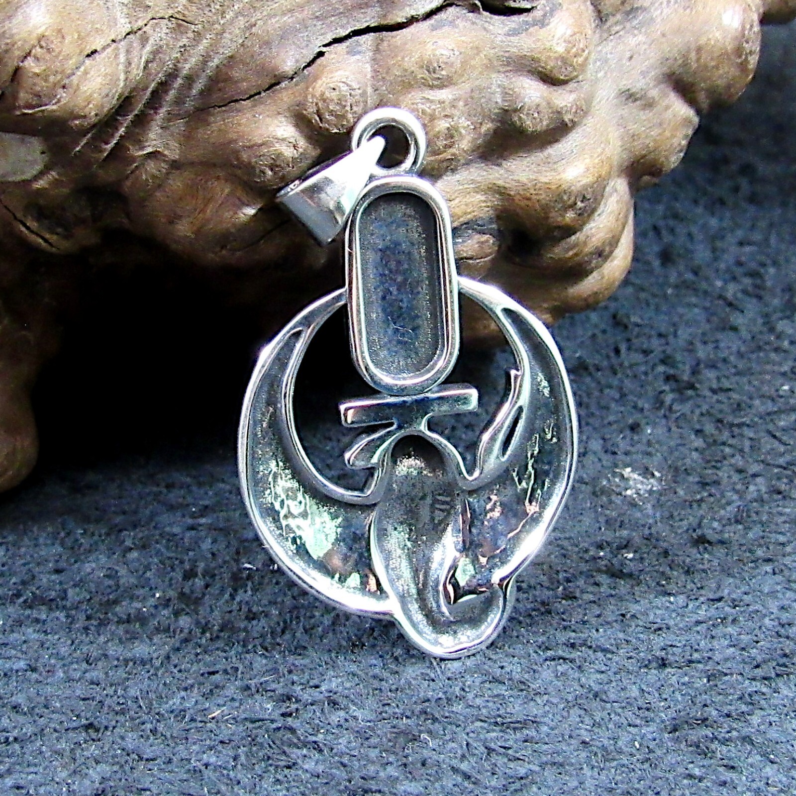 Solid 925 Sterling Silver Egyptian Wadjet Pendant, Falcon & Cobra Goddess Amulet