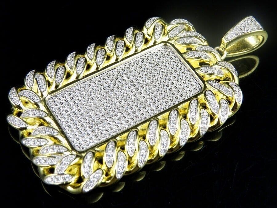 2.70Ct Round Diamond Pillow Pendant 14K Yellow Gold Silver Plated