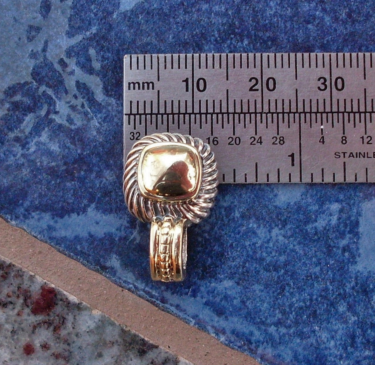 Retired David Yurman Albion Gold Dome Enhancer Pendant w/Chain – 14K/925