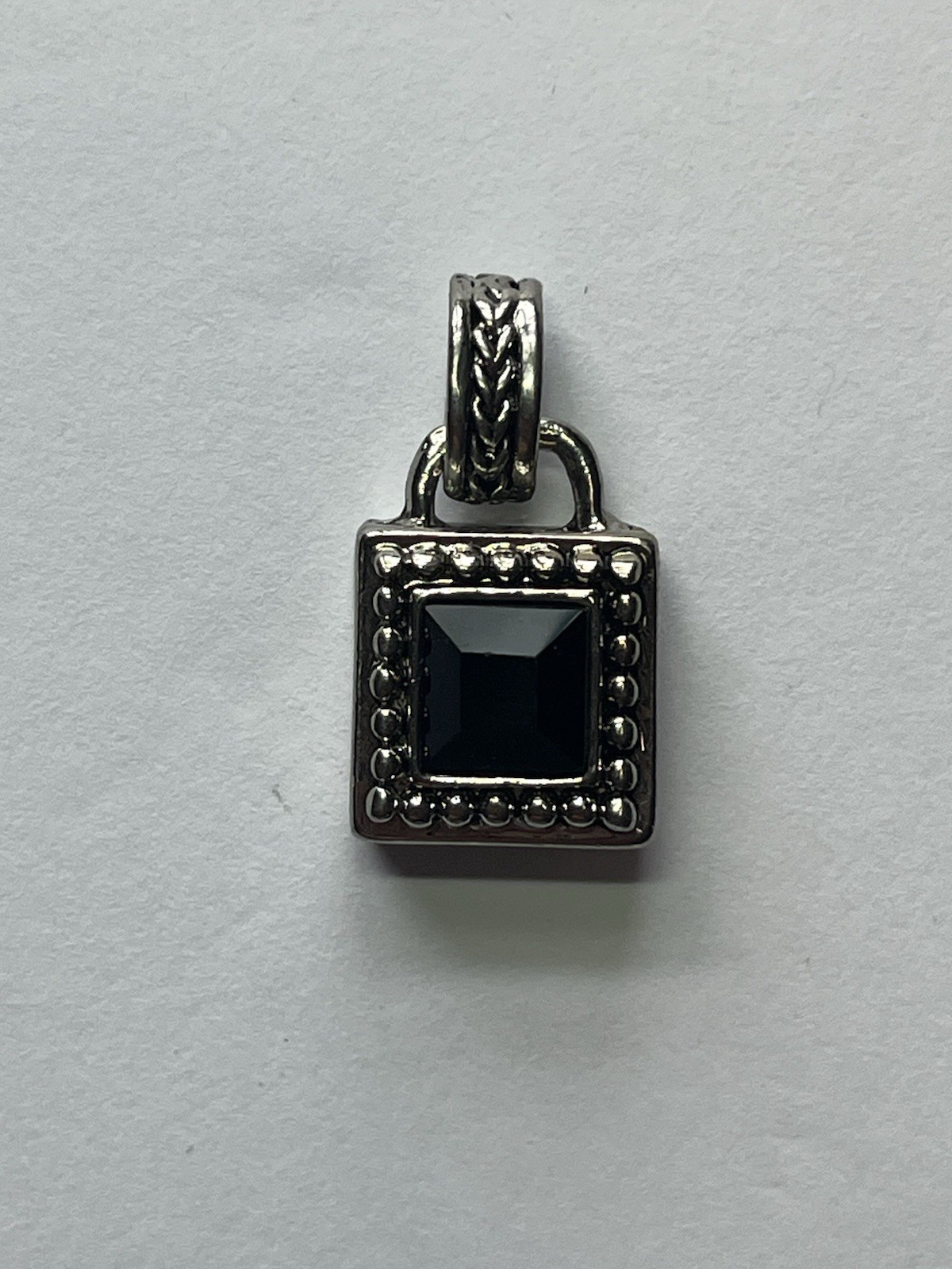 Beautiful Black Onyx Square Silver Pendant Detailed Design