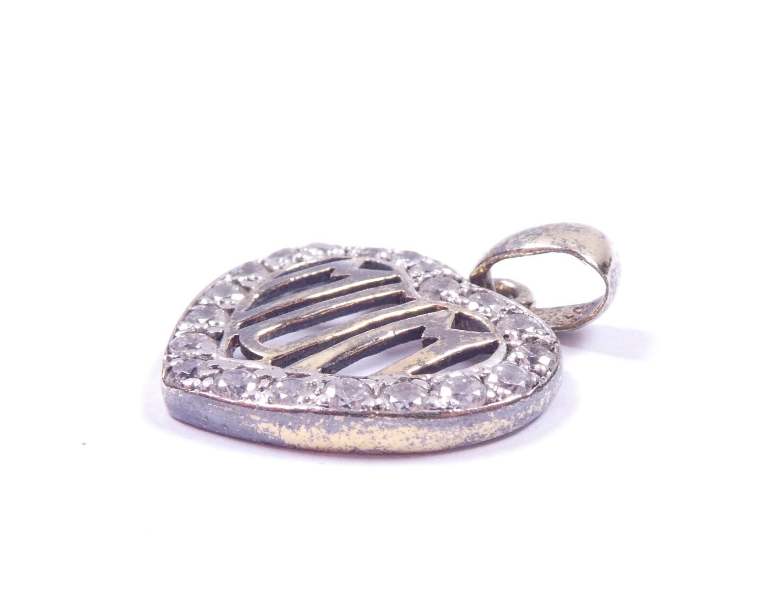 Mum Pendant Love Heart 925 Sterling Silver CZ Set 2.1g