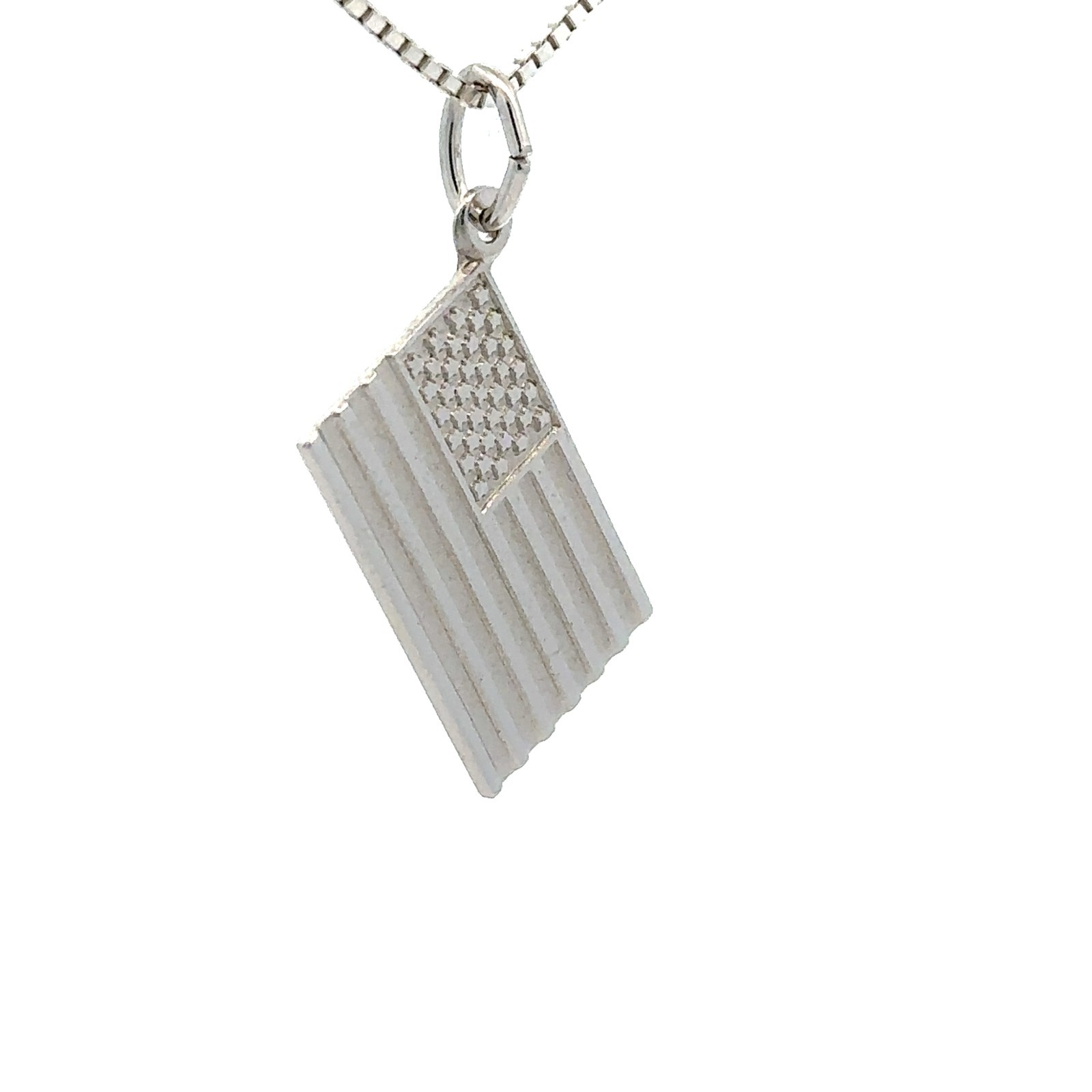 Sterling Silver United States Flag Pendant/Charm (1/2 x 3/4 Inch)
