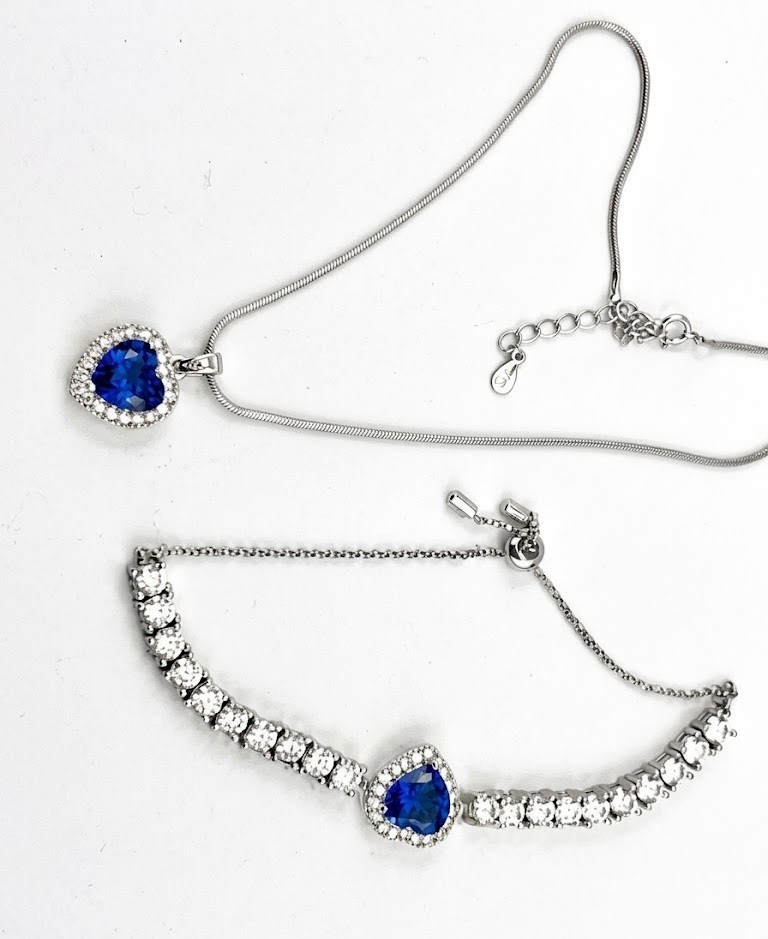 3ct Heart Shaped Sapphire Pendant Heart Cut Sapphire Bracelet Diamond Jewellery