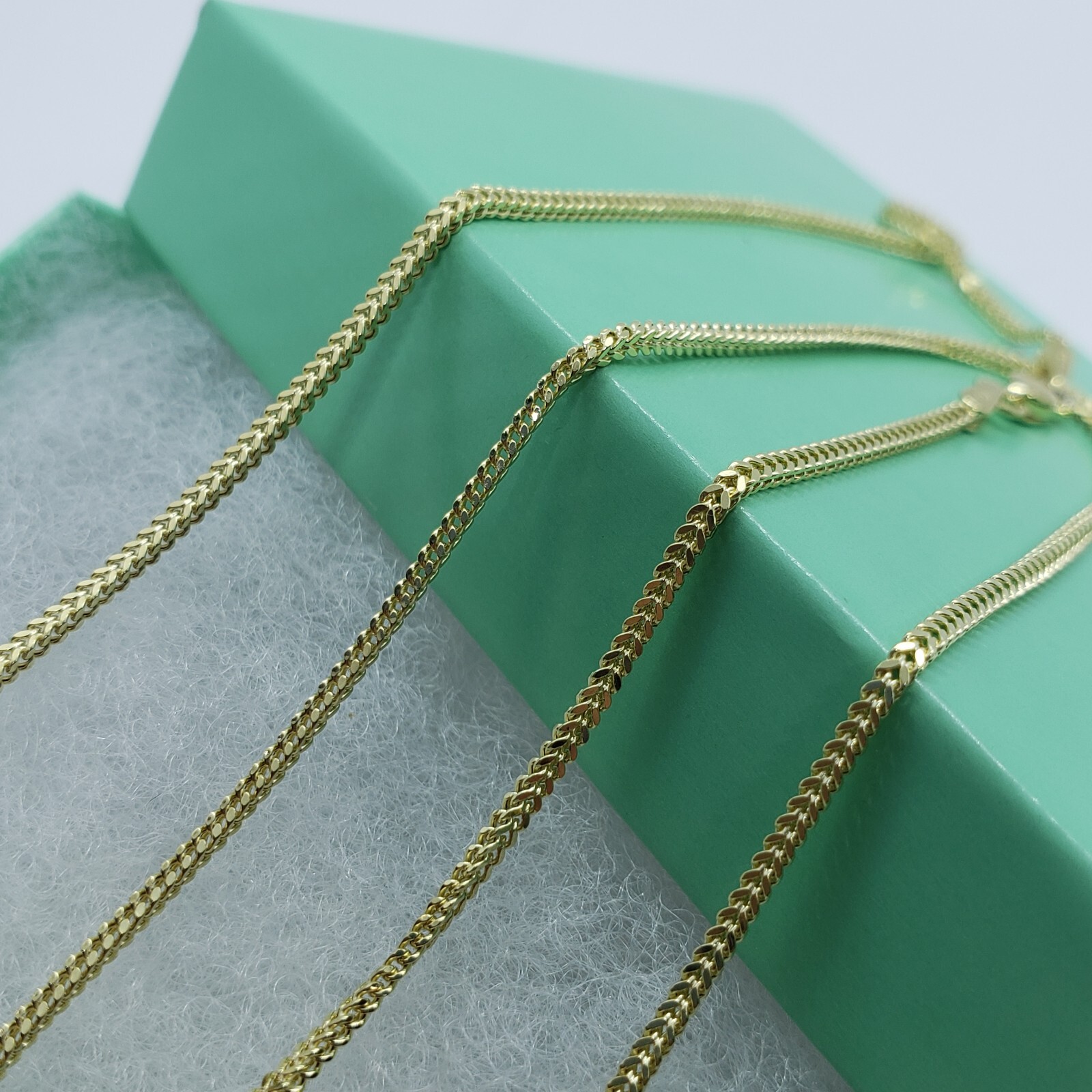 10K Hollow Yellow Gold Franco Box Link Chain Necklace Men Women 1.5mm 16-30″