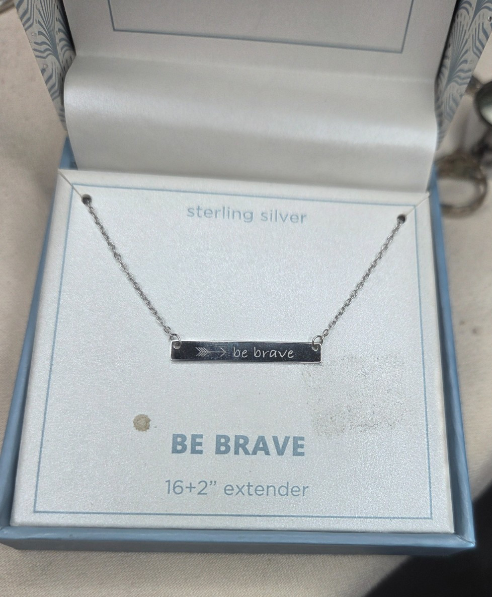 Boxed Station Sterling Silver BE BRAVE Word 16″ 18″ Necklace OLD NEW STOCK ATI