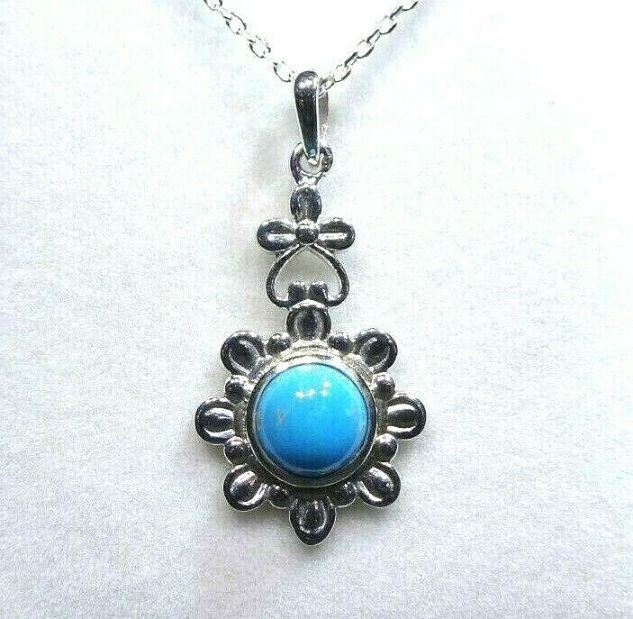 1.98 ct Sleeping Beauty Turquoise Sterling Silver Italy Necklace -52 cm chain