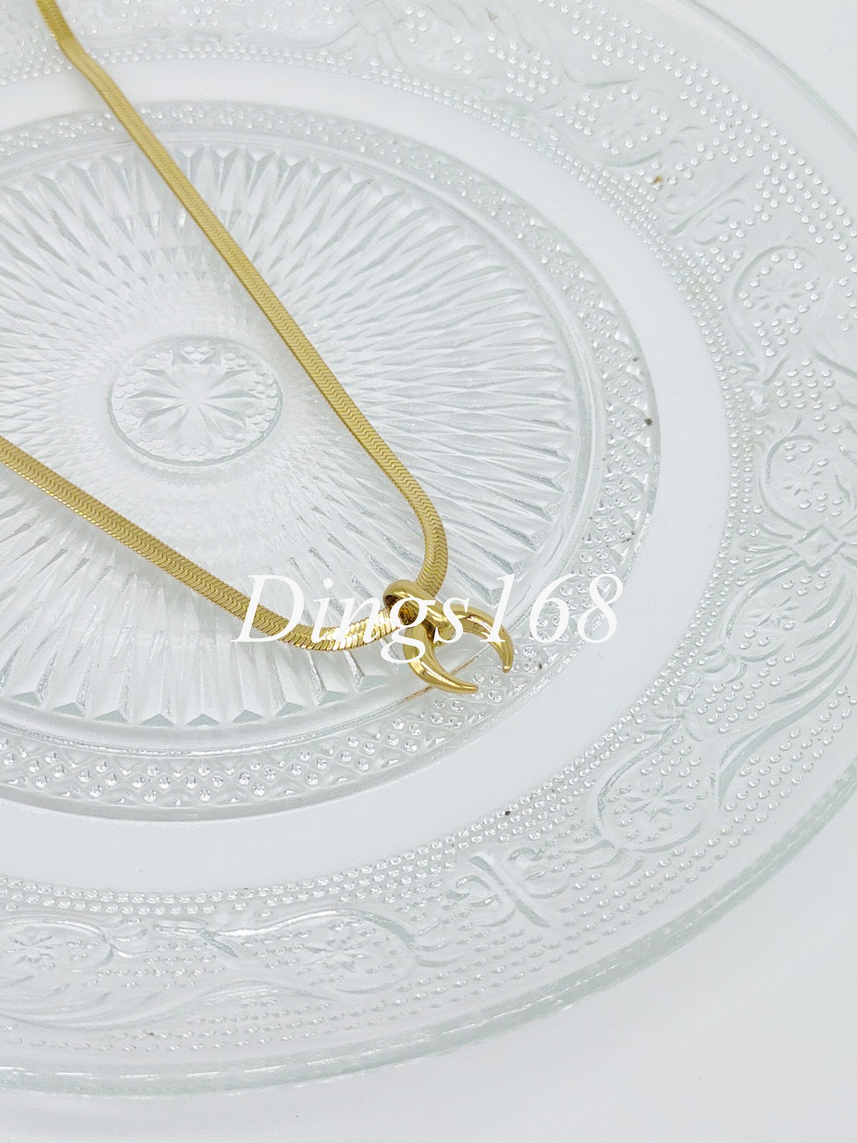 Women’s 18K Yellow Gold Filled Designer Inspired 3x11mm Moon 15+2.4inch Necklace