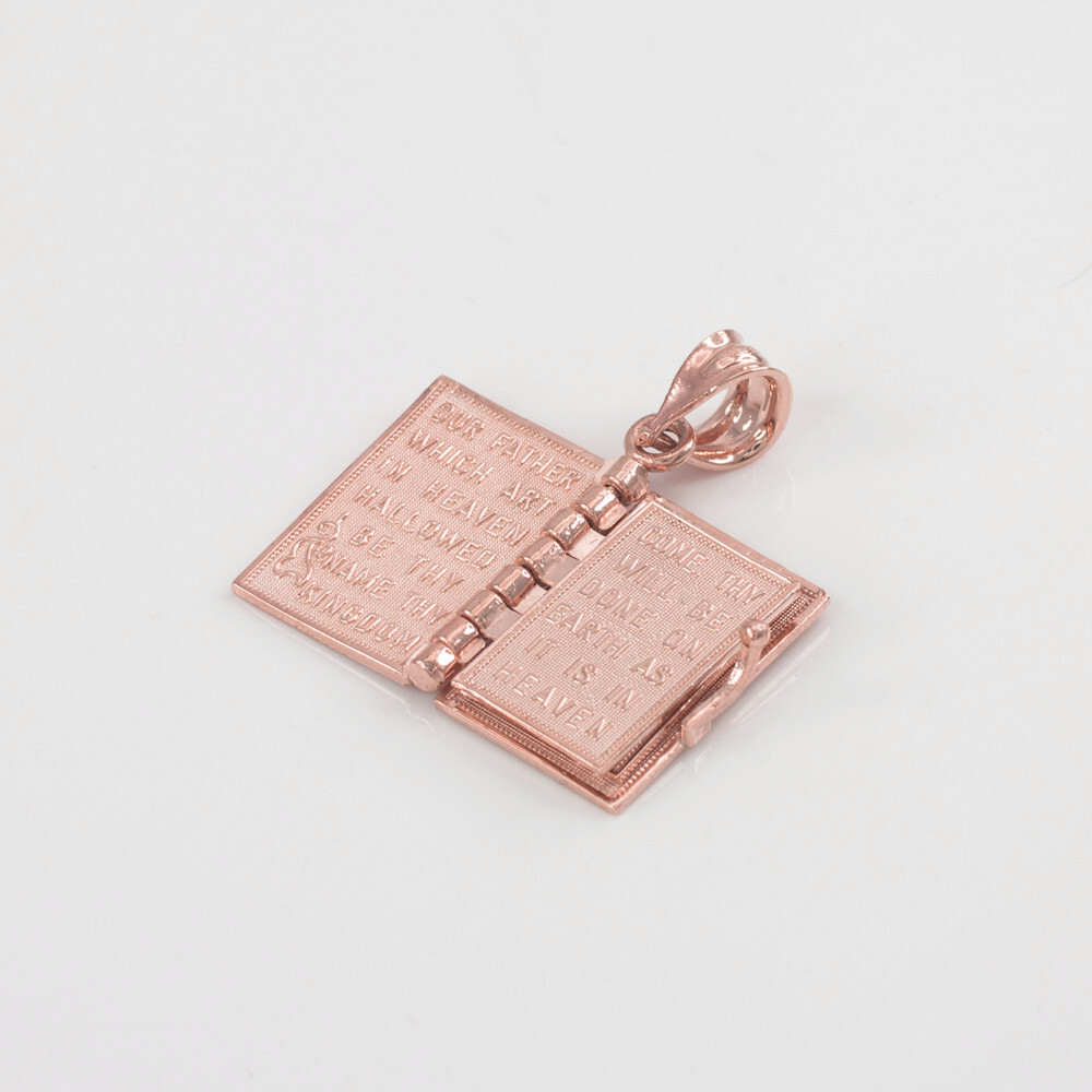Gold 3D English Bible Pendant Necklace (Available in Yellow/Rose/White Gold)