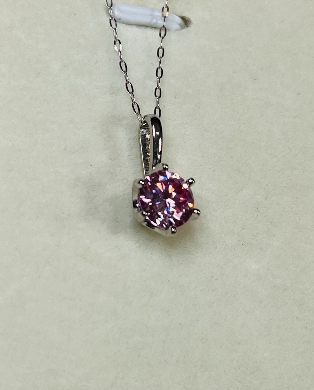 925 Sterling Silver 1 CTW VVS1 Pretty Pink Moissanite Pendant Necklace