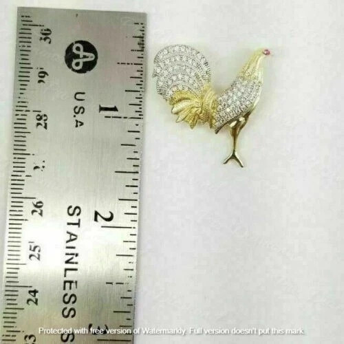 1.50Ct Round Diamond Rooster Pendant 14K Yellow Gold Finish Free 18′