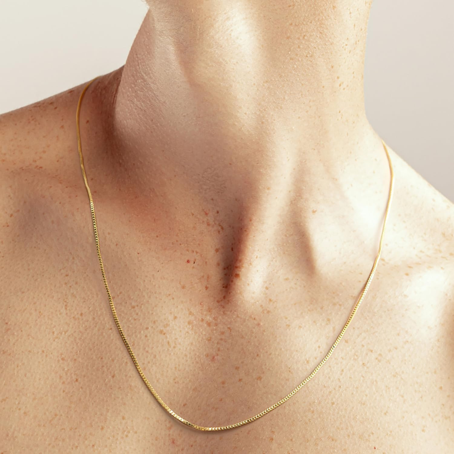 14K Gold Necklace for Women Gold Chain for Men 1Mm Wide Thin Box Chain Thin Neck