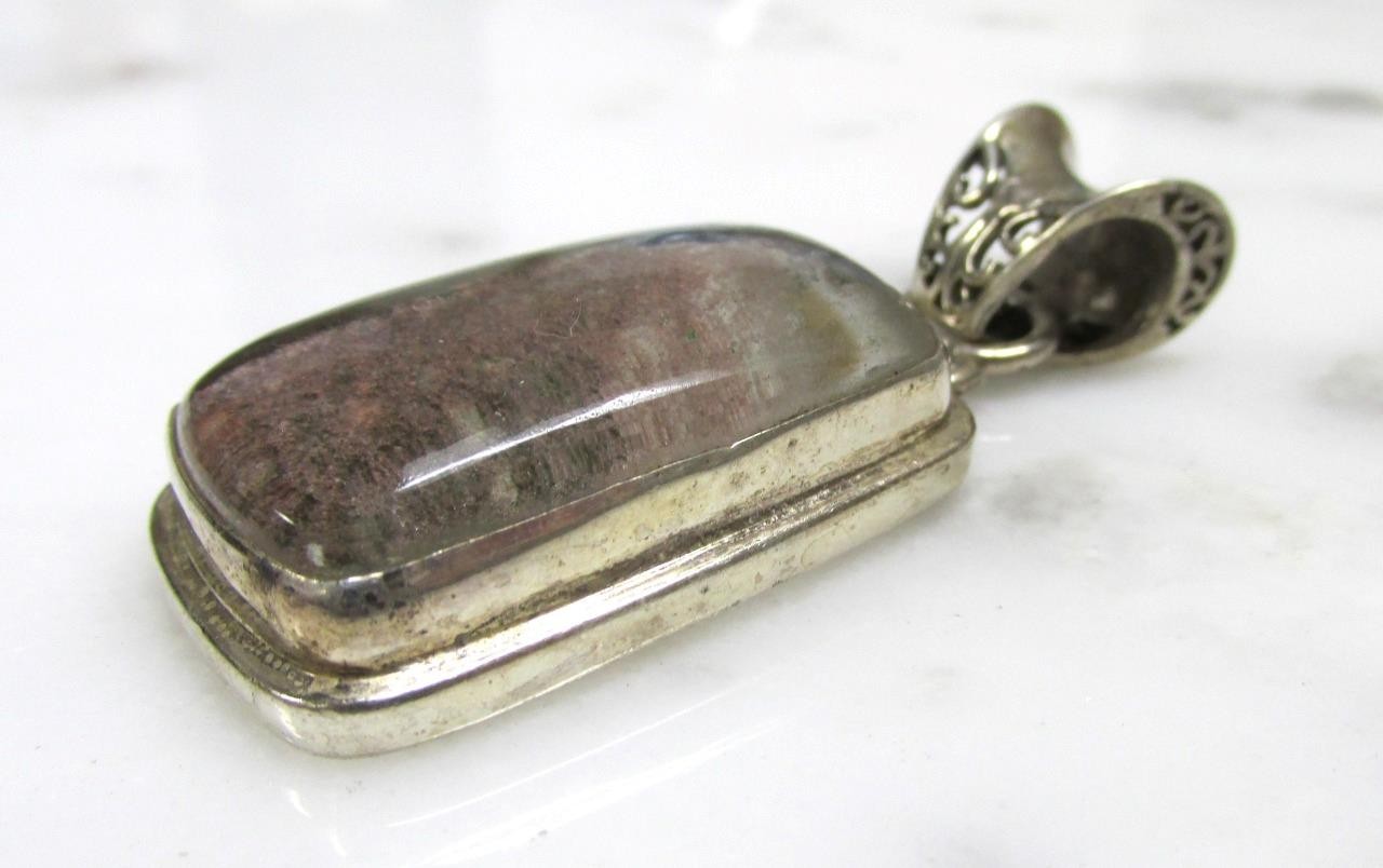 Vintage Sterling Silver Unknown Stone Pendant ~ 18.3grams ~ 4-C371
