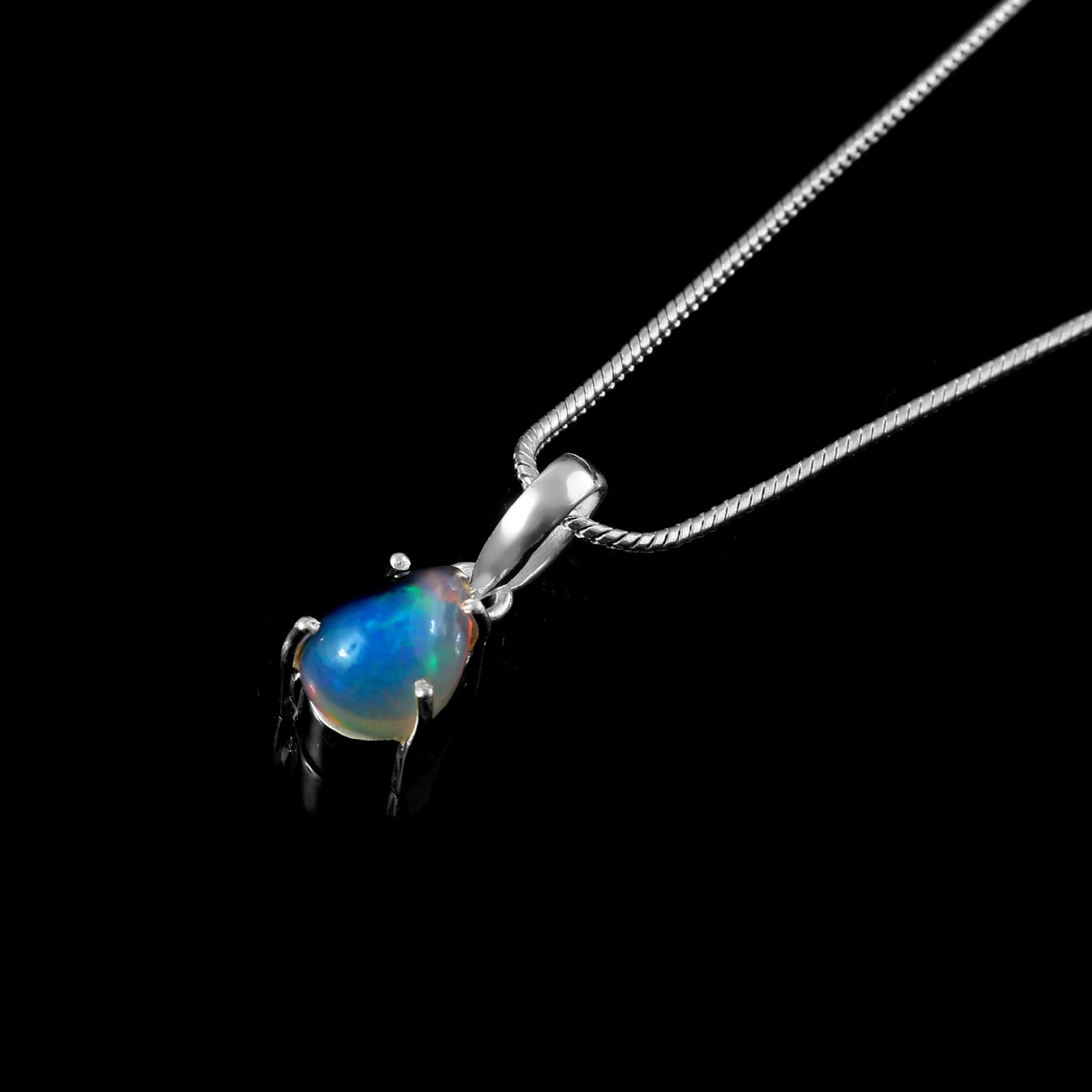 Oval Opal Pendant Necklace Sterling Silver Solitaire Gemstone Jewelry3282