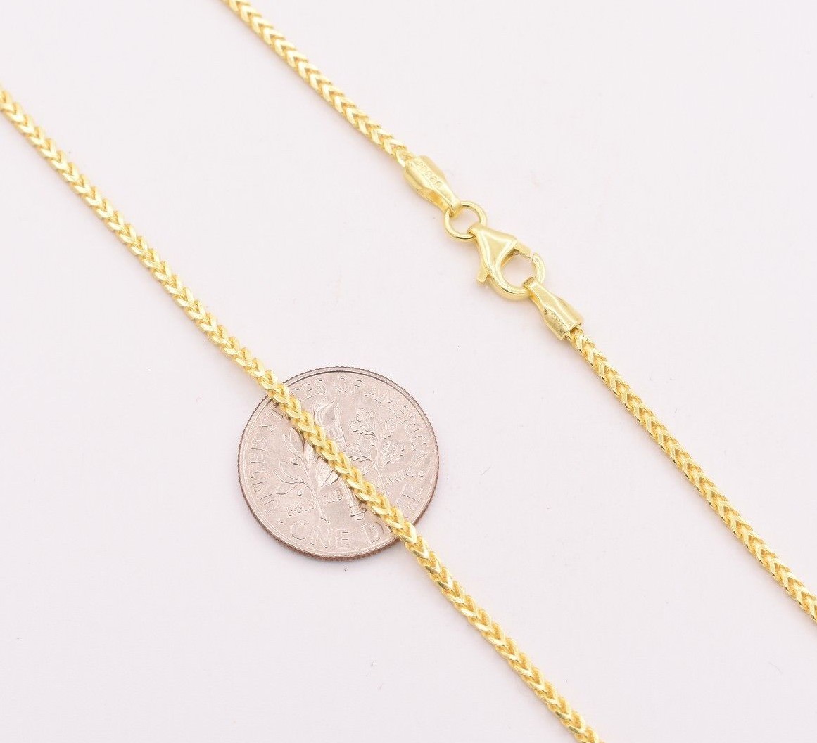 1.5mm Franco Solid Chain Necklace 14K Yellow Gold-Plated Sterling Silver 925