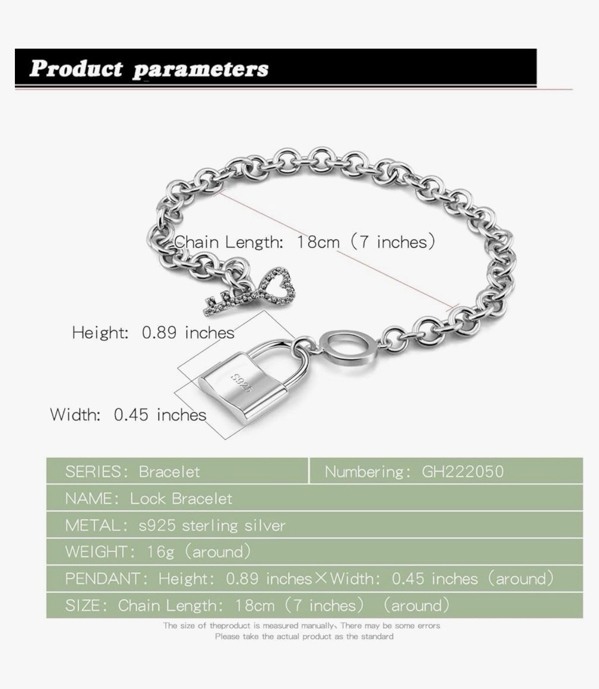 Charm Women 925 Sterling Silver Key Lock Pendant