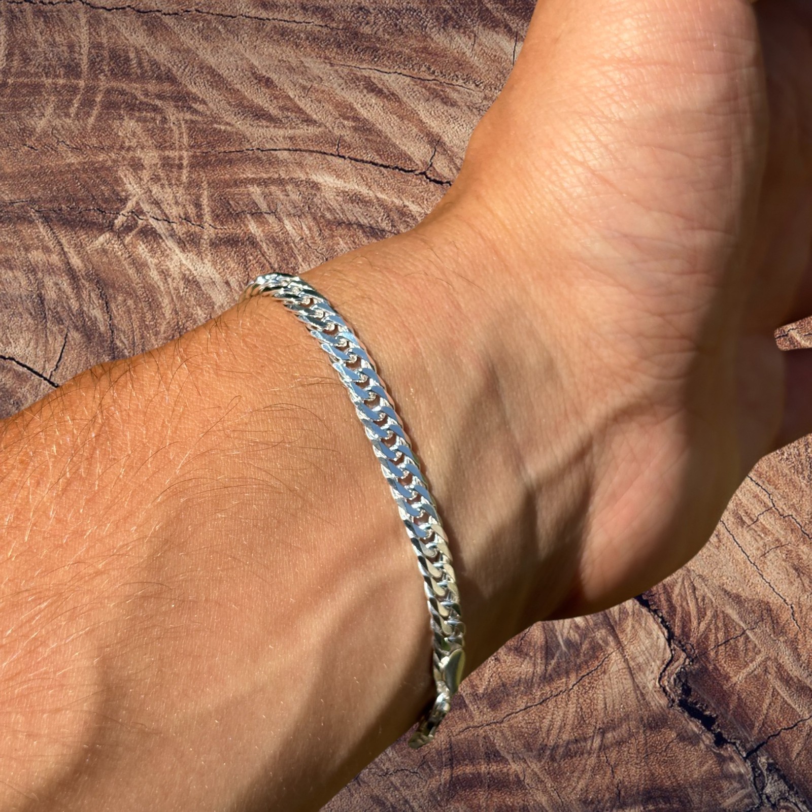 6mm Double Curb Link Bracelet – Real Solid 925 Sterling Silver MADE IN ITALY