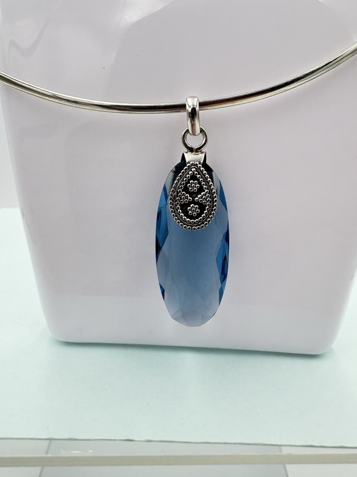 Sterling Silver Genuine 18CT Tanzanite Gemstone Teardrop Pendant-Pendant Only