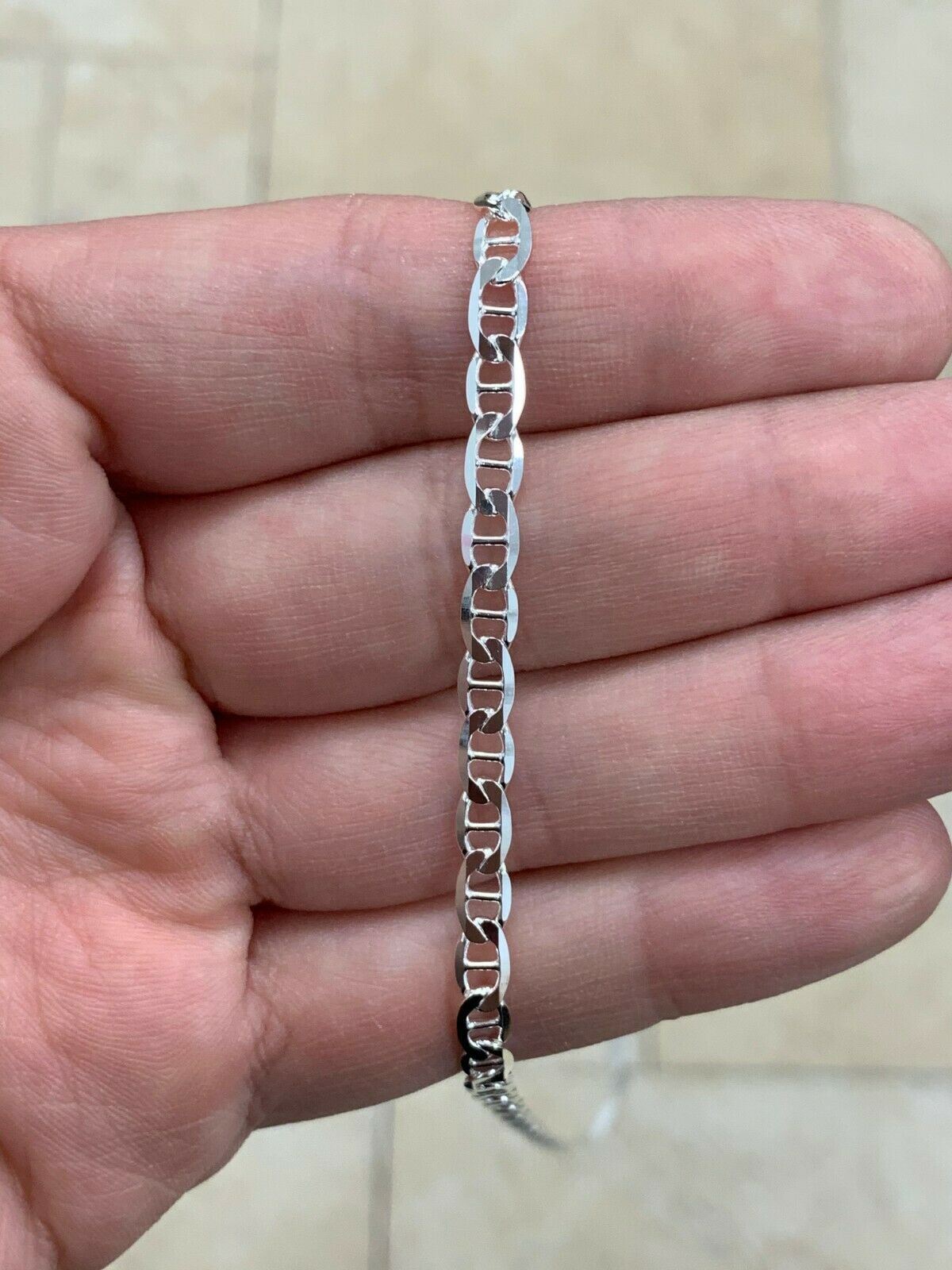 925 Sterling Silver 4.5mm Mariner Italian Chain Necklace in 925 16”-30”