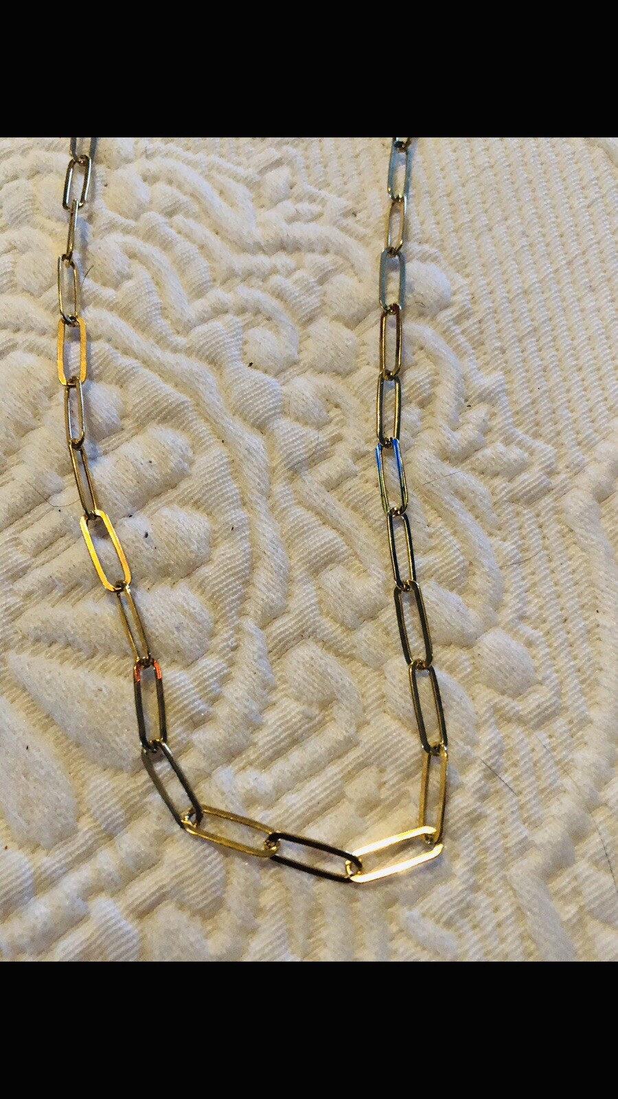 Woman’s Gold Over Sterling Silver Paper Clip Necklace Measuring 18 Inch Italy