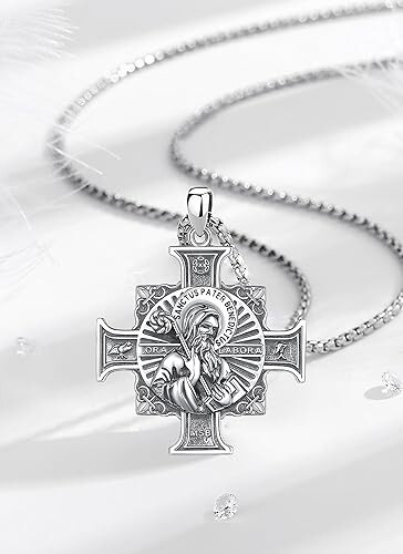925 Sterling Silver Two-Sided Saint Benedict Necklace