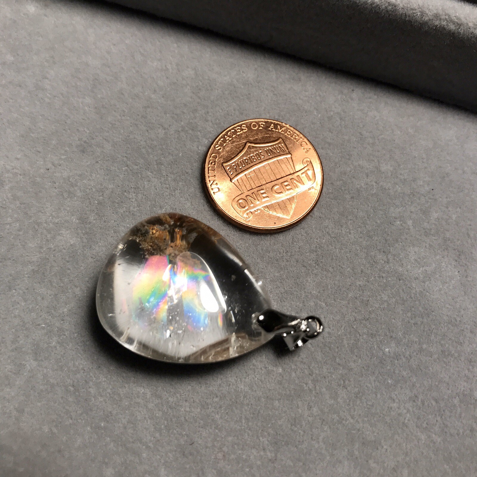 US SELLER Natural Red Phantom Quartz Pendant Teardrop Brazil Crystal Gem Stone