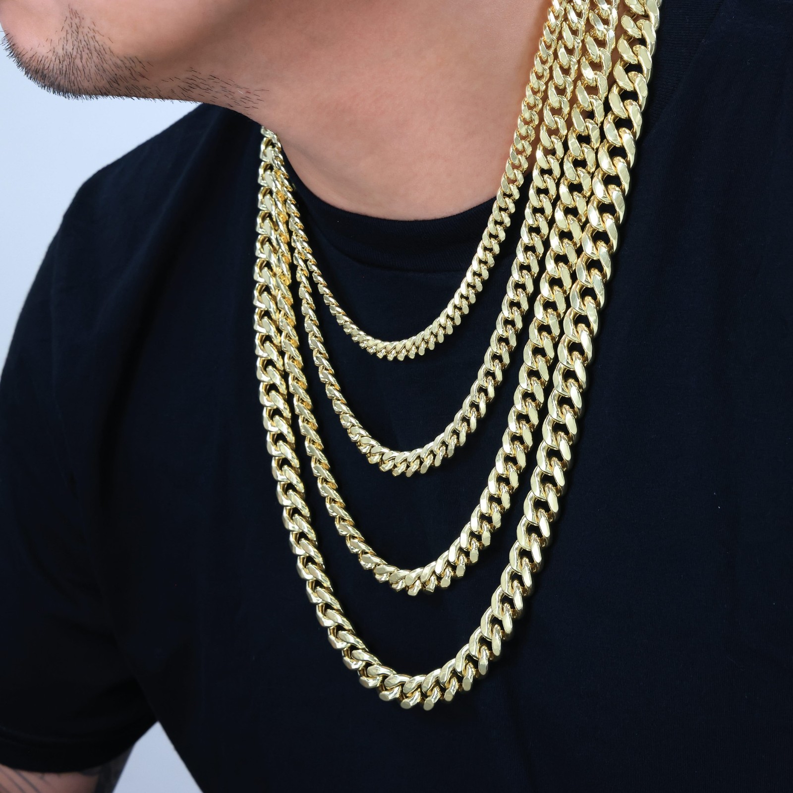10K Real Yellow Gold 3mm-12.6mm Miami Cuban Lightweight Chain Necklace 16″ – 30″