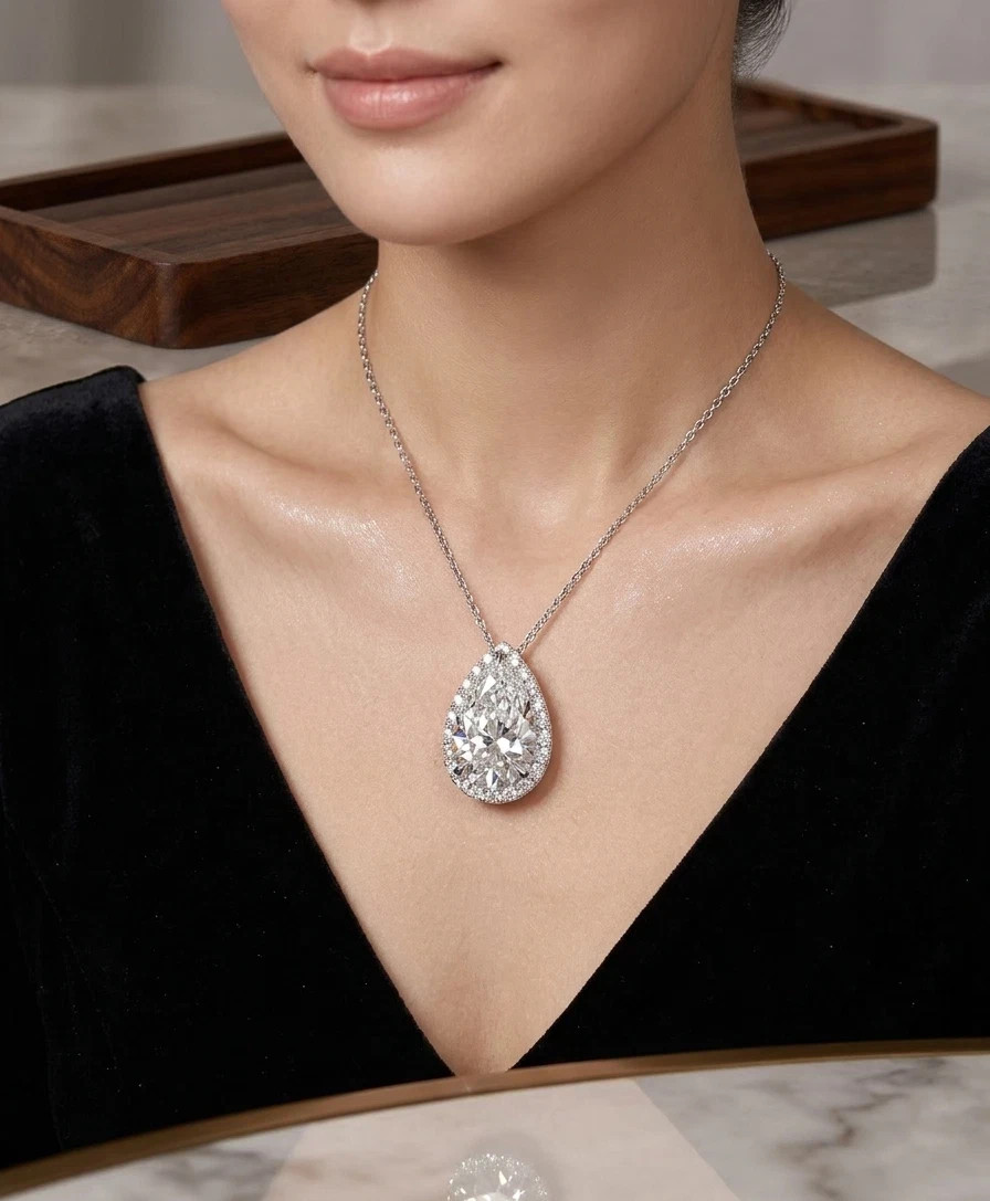 Lovely 11.50 Ct Certified White Diamond Pendant, Tariffs FREE & matching Studs.