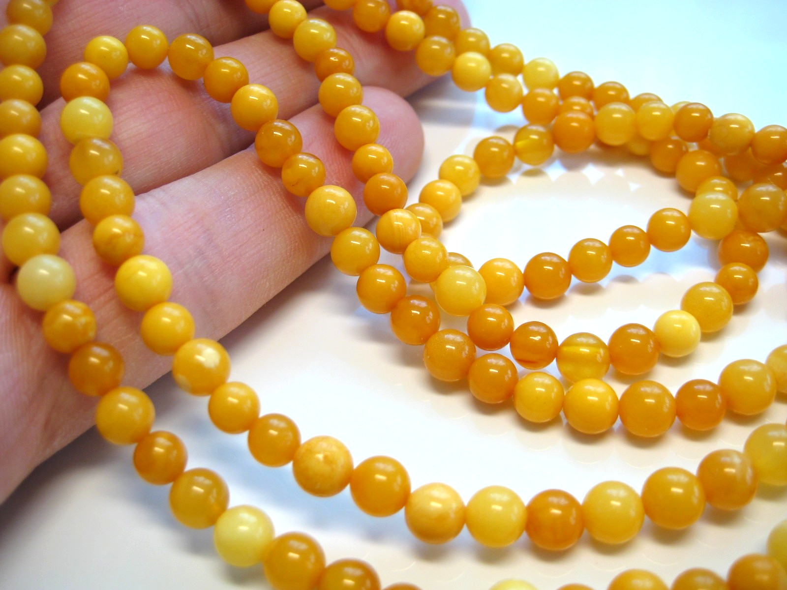 Genuine Round Butterscotch Amber Baltic Amber Necklace 41 inches 185 Beads !!!