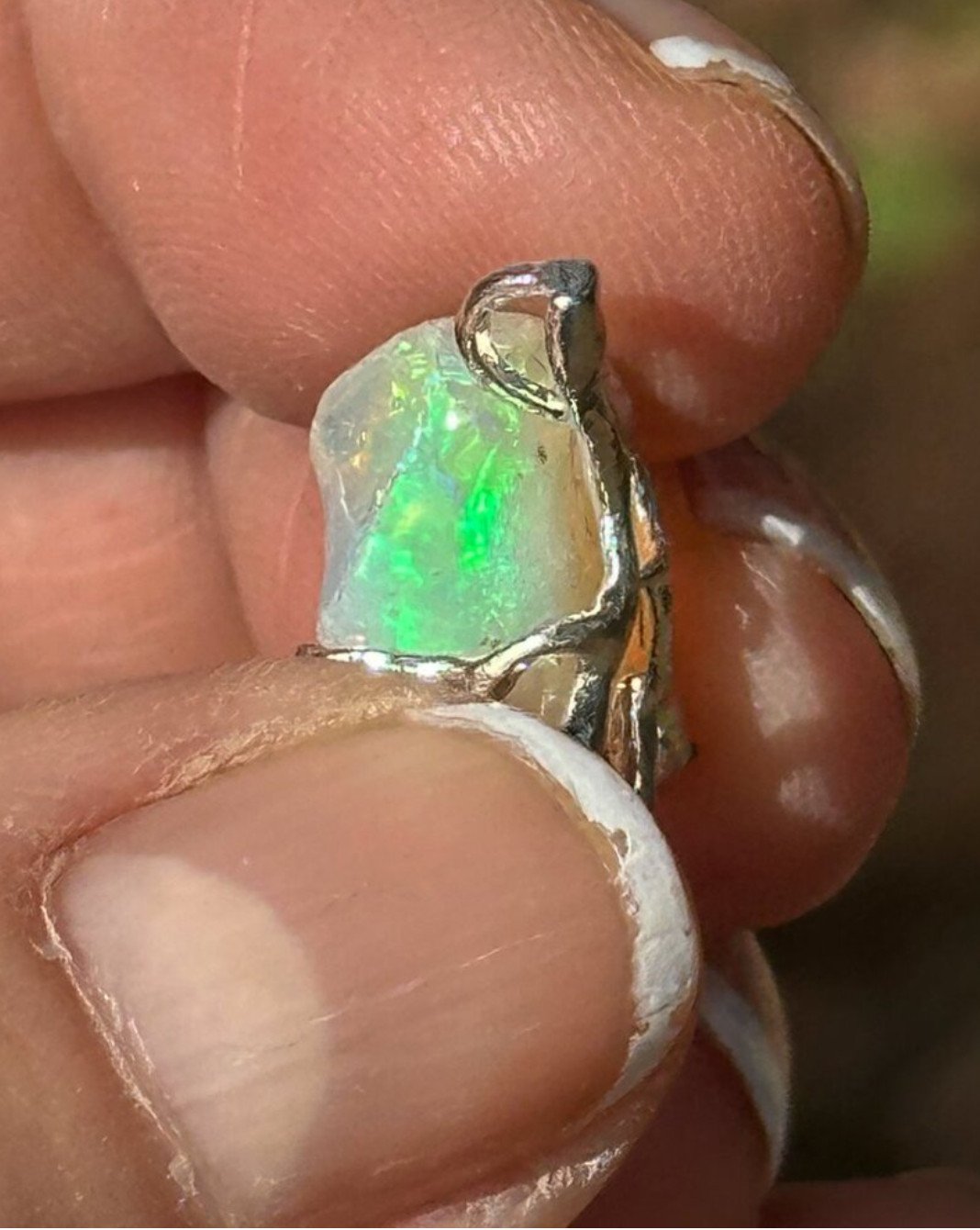 Angel Opal Sparkler Silver Necklace