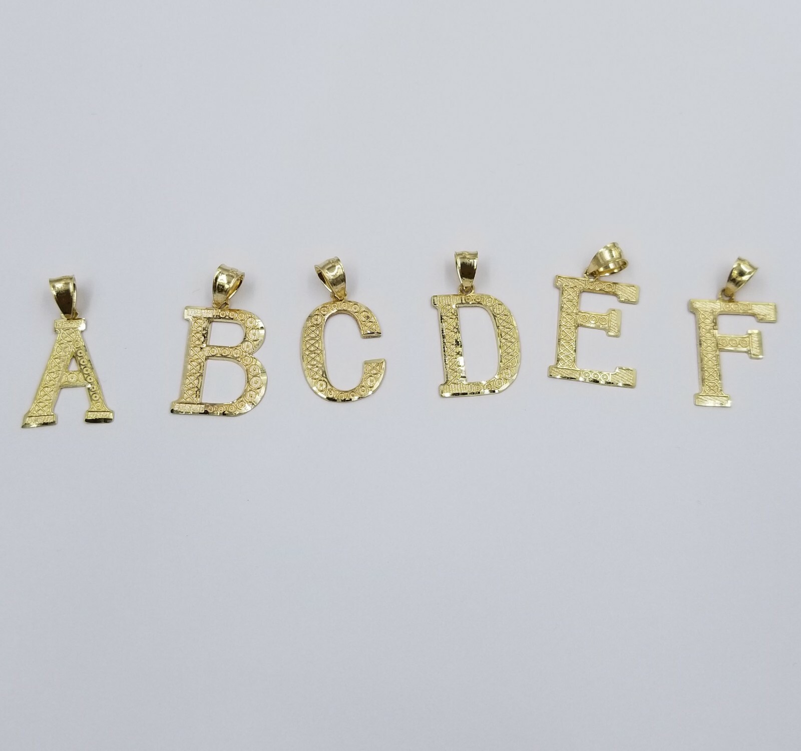 Real 10k Yellow Gold A-Z Initials Alphabet Charm Pendent Diamond Cut Men Women