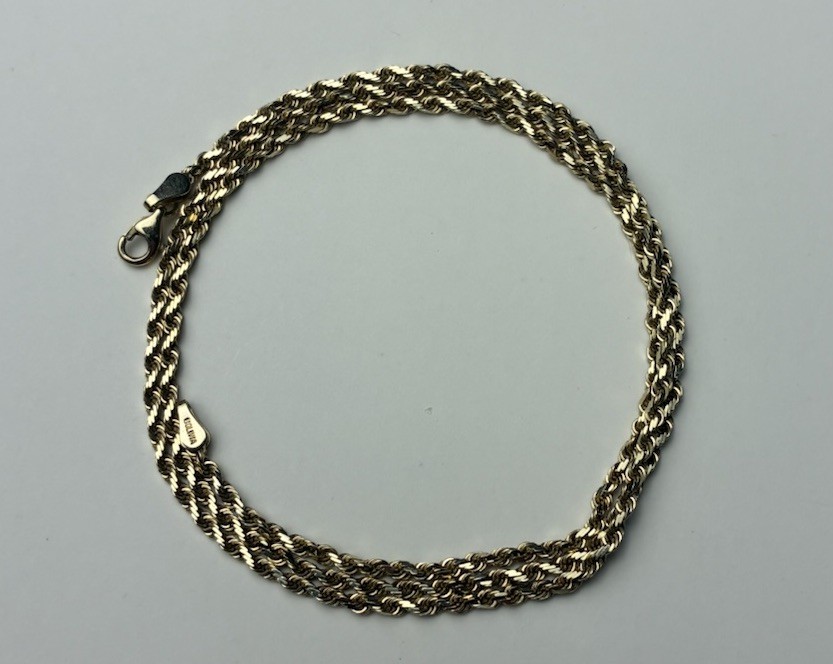Gold Rope Chain Solid 10K | 22 inch Diamond cut 8 Grams