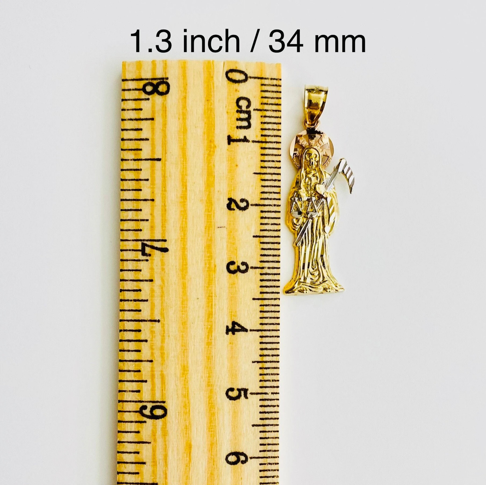 14K Solid Gold Santa Muerte / Grim Reaper Pendant, 14K Santa Muerte- PT01159