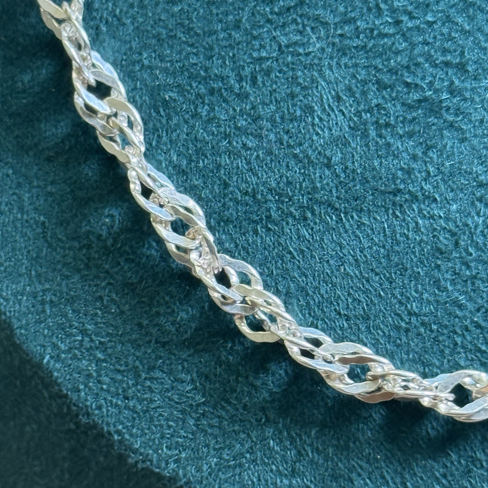 Italian 925 Sterling Silver Singapore Link Chain Necklace 23.5” 4mm