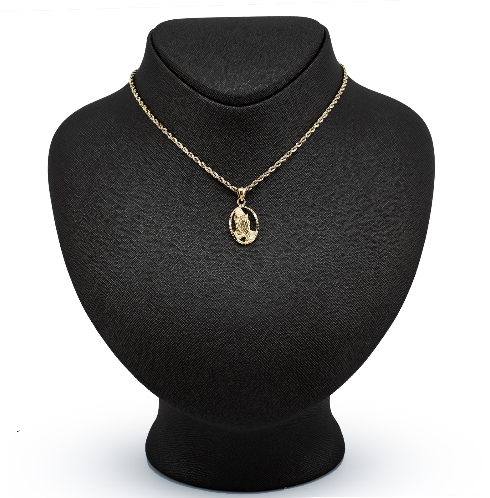 10k Yellow Gold Unisex Adults Praying Hands Pendant Religious 1.9g Charm