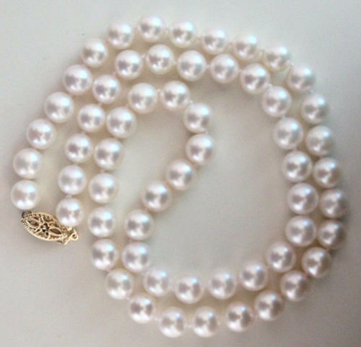 Amazing 8-9mm Natural White AKOYA Round Pearl Necklace 14k 16″ 17″18″ 19″ 20″