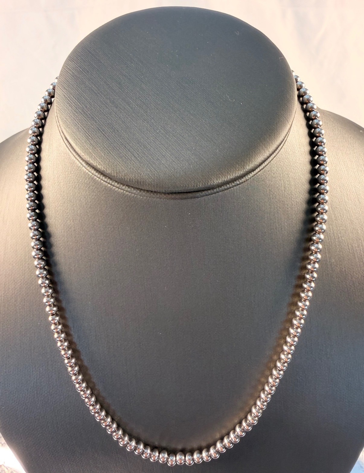 FAS 925 Italy Sterling Silver 4mm Ball Bead, 18″ Necklace – 19 Grams