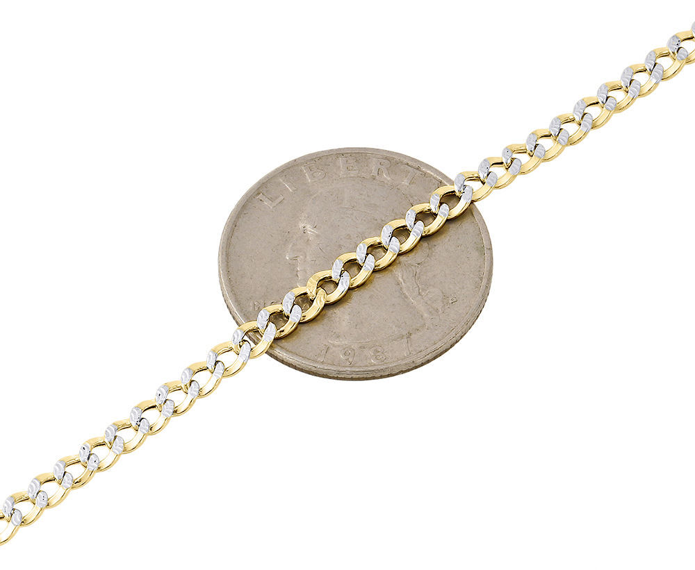 1/10th 10K Yellow Gold 3.30mm Diamond Cut Curb Cuban Chain Necklace 16- 24 Inch