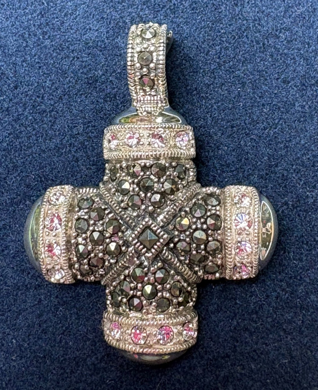 Judith Ripka Sterling Silver Maltese Cross in Marcasite Stones