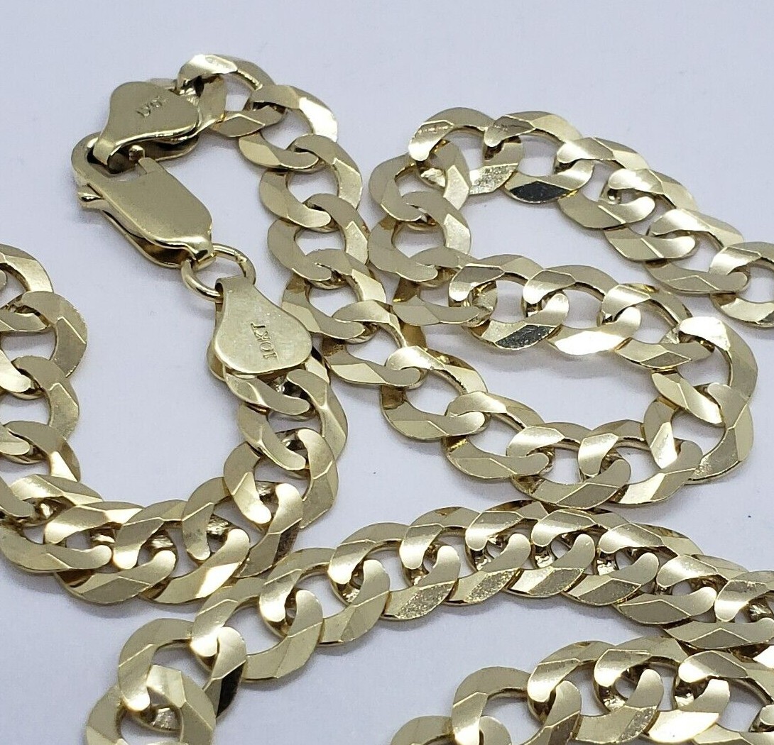 10K Authentic Solid Yellow Gold Cuban Chain Necklace 2mm-10mm Size 16″~30″