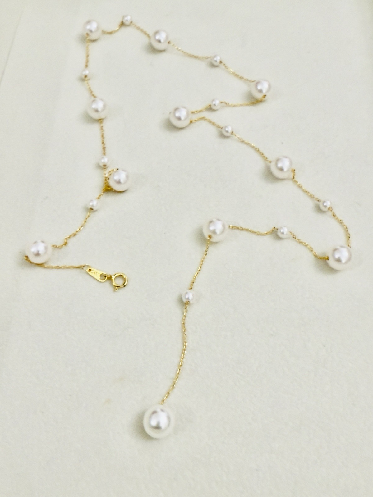 S925 Sterling 18k Gold Plated Chain Pearl Bead Necklace Adjustable K-pop Women