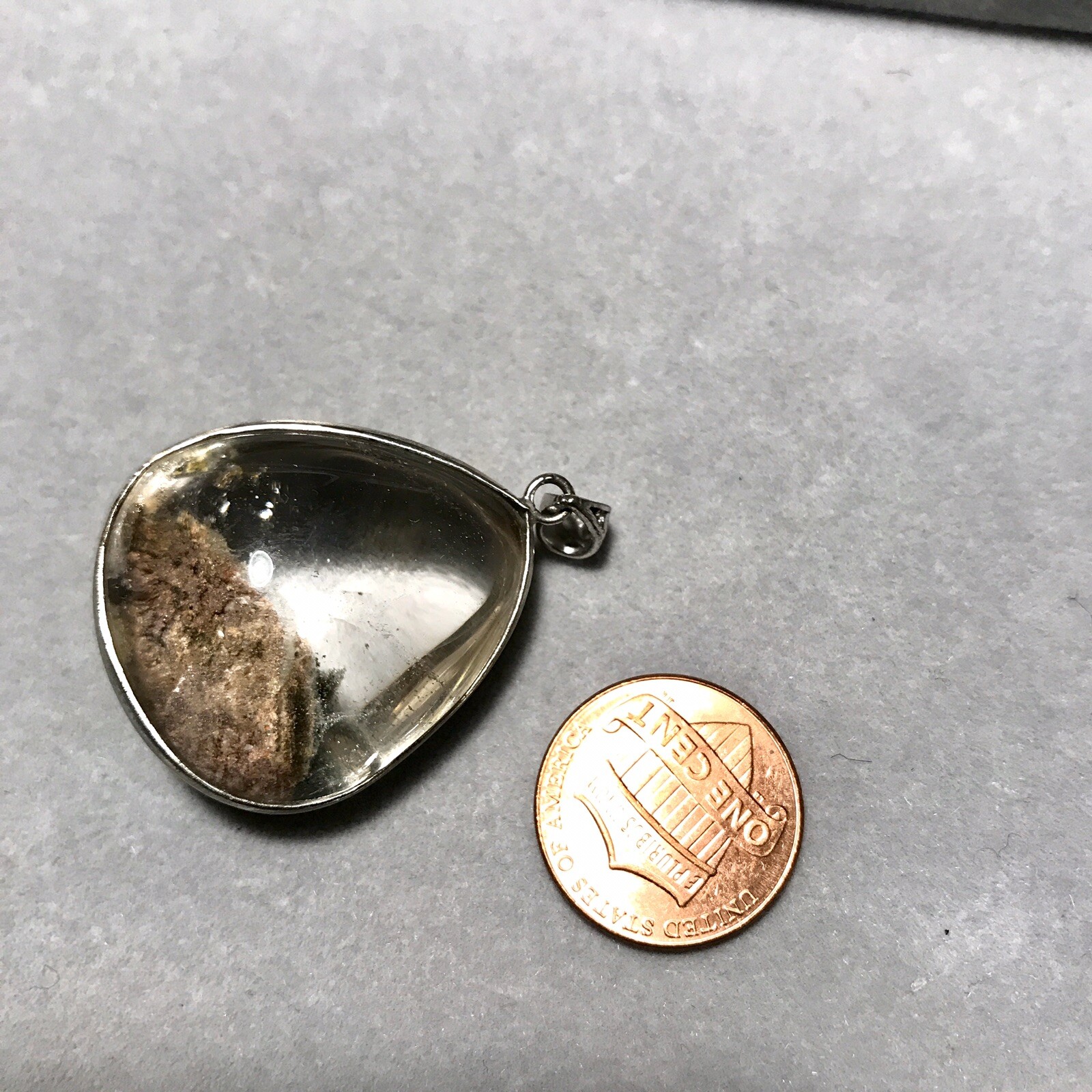 US SELLER Natural Red Green Phantom Quartz Pendant Stone Crystal Silver 925