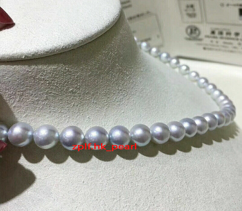 AAAAA round real 18″ 10-11mm NATURAL south sea GRAY pearl necklace 14K gold