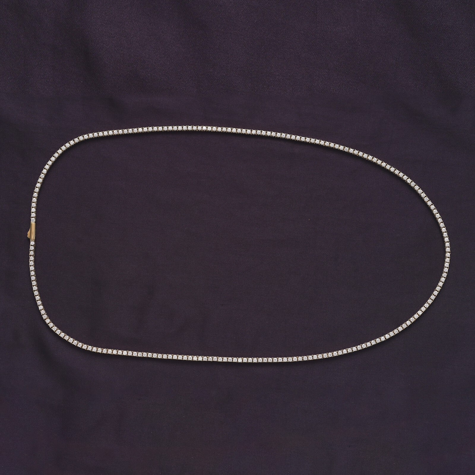 5.25 Ct 2MM Width Tennis Chain Necklace Moissanite 14K Yellow Gold Plated Silver