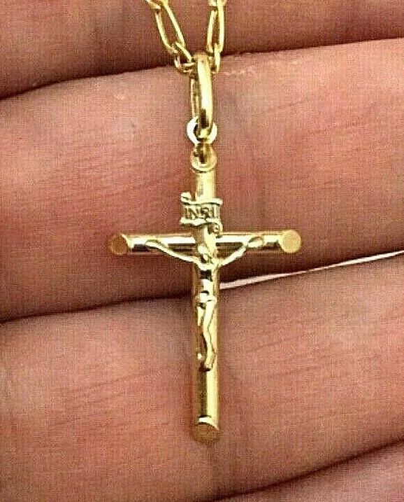 10K REAL GOLD CROSS NECKLACE 20” /10K ORO PURO CADENA CRUZ 20” 31mm- GP09-1