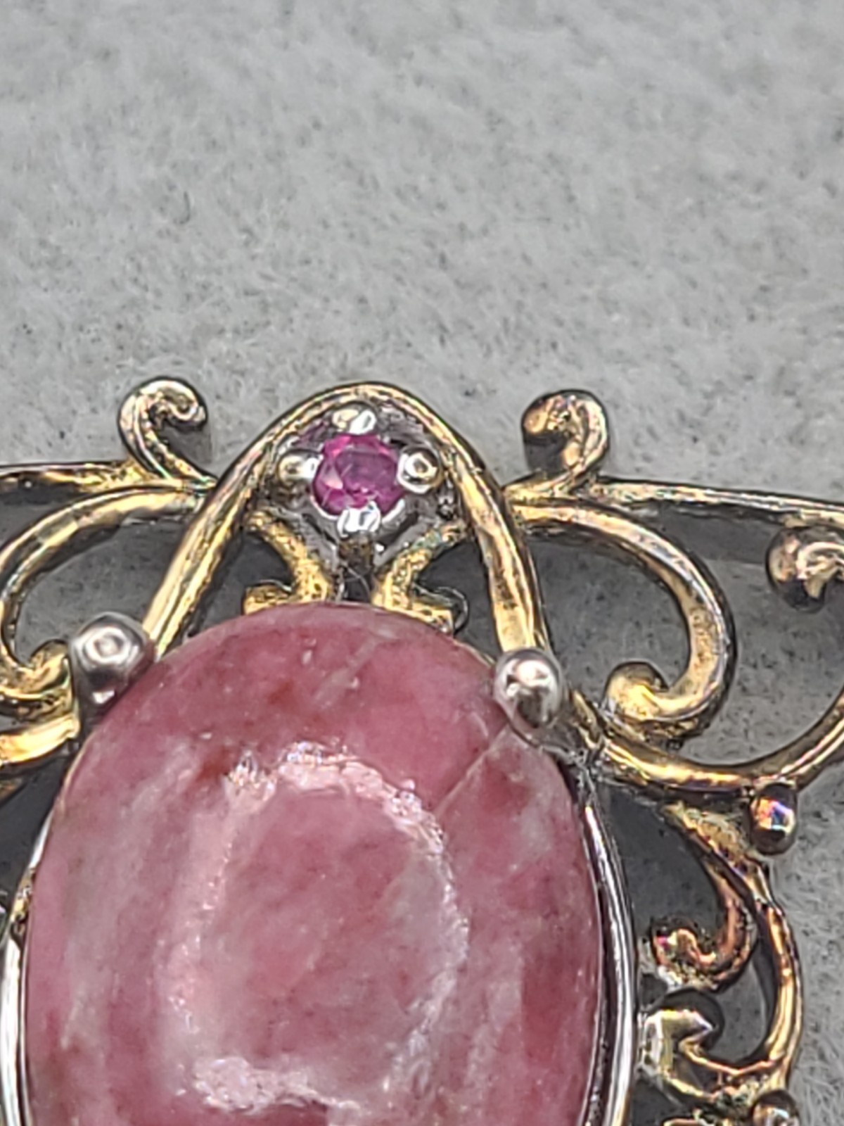 STS Pink Rhodochrosite & Unknown Gemstone Necklace 18 Sterling Silver 925