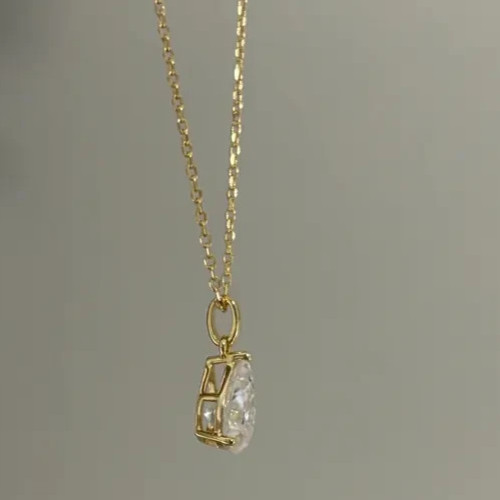 3.00Ct Pear-Cut Lab Grown Diamond Solitaire Necklace Pendant 14k Yellow Gold