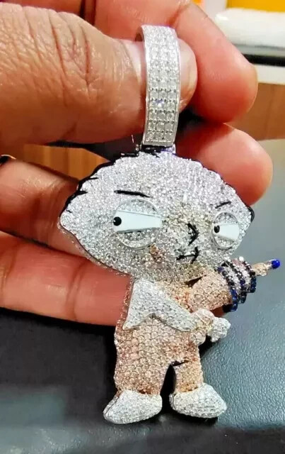 4.00Ct Round Cut Moissanite Cartoon Character Pendant 14K Two Tone Gold Plated