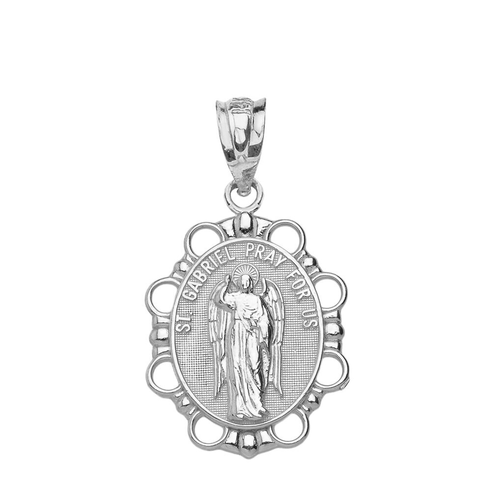 Solid Gold Saint Gabriel Pendant Necklace (Available in Yellow/Rose/White Gold)