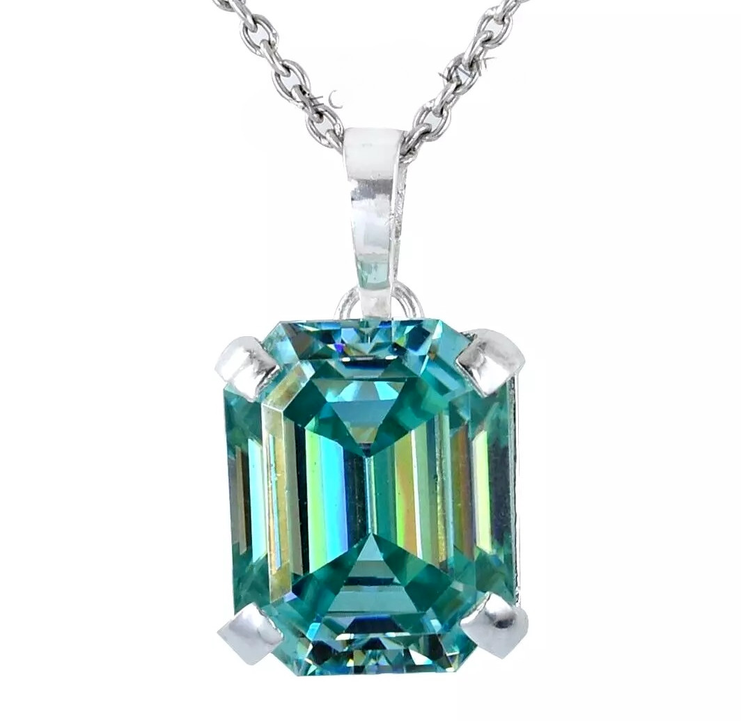 7 Ct Certified Treated Amazing Blue Diamond Solitaire Pendant In 925 Silver